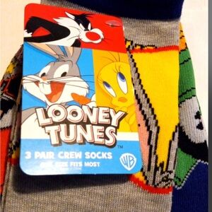 LOONEY TUNES 3PK CREW SOCKS MULTI COLOR ONE SIZE FITS MOST